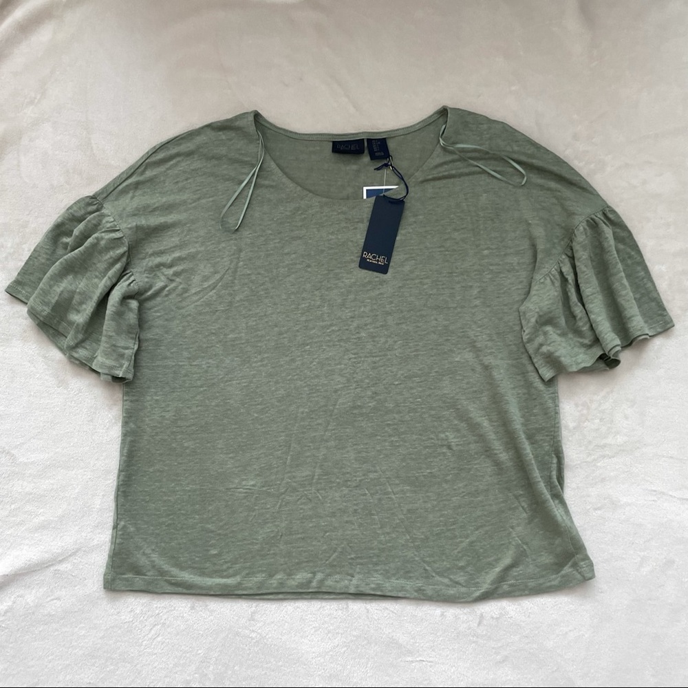 NWT Boho Linen Flutter Sleeve Blouse